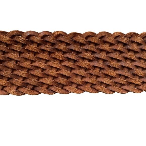 ABERCROMBIE & FITCH Leather Woven Braided Wide Belt Double Buckle Brown L main image 7